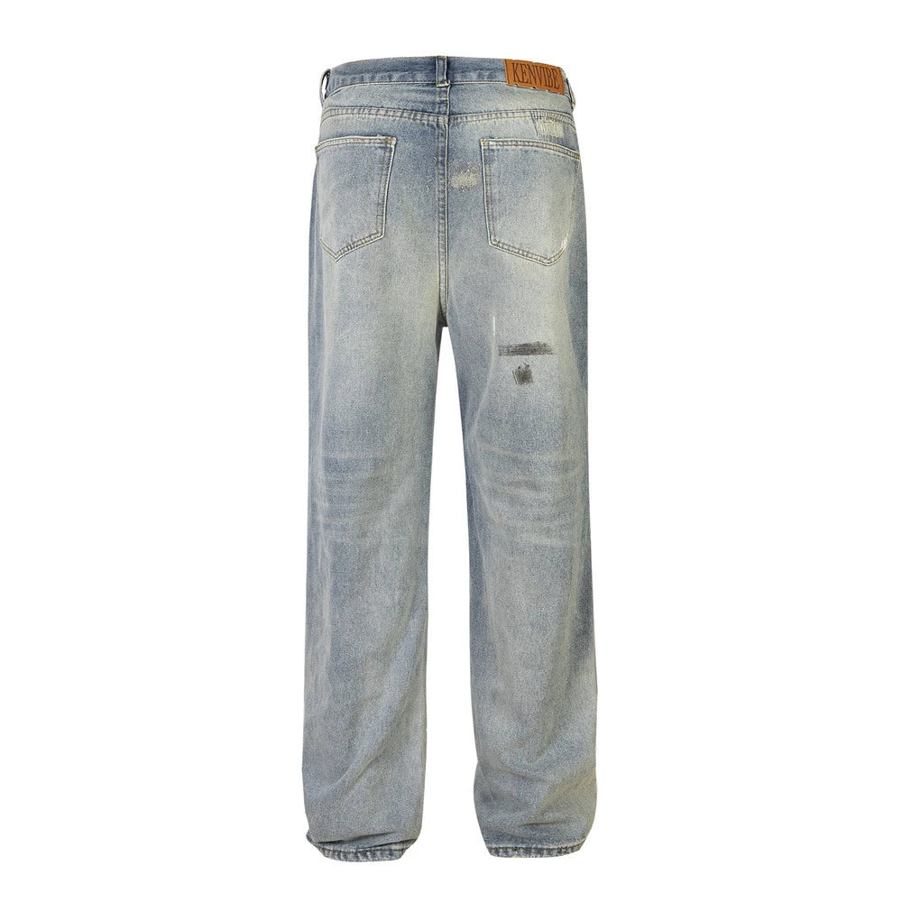 mens fashion ripped jeans blue straight baggy jeans trousers luxury loose casual distressed denim pants male 1 urban skinny jeans
