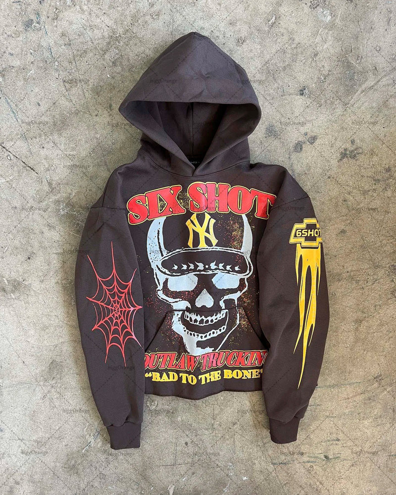 2023 New American Gothic Trend Devil Letter Print Oversized Hoodie Men
