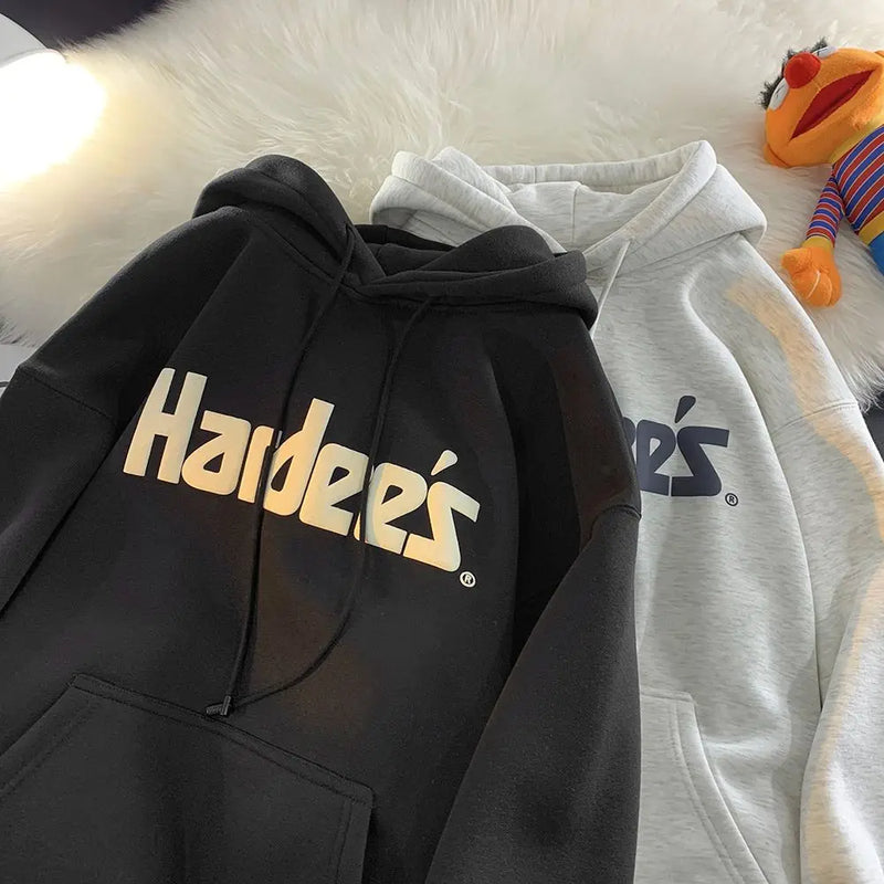 Trendy Personalized Pure Cotton Men's Hooded Sweatshirt New American Style Y2K Simple Loose Retro Thickened Jacket Tops