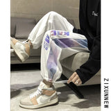 2025 new mens stripe tie dyesweatpants male casual jogger trousers hip hop korean streetwear drawstring pantalones hombre urban active pants