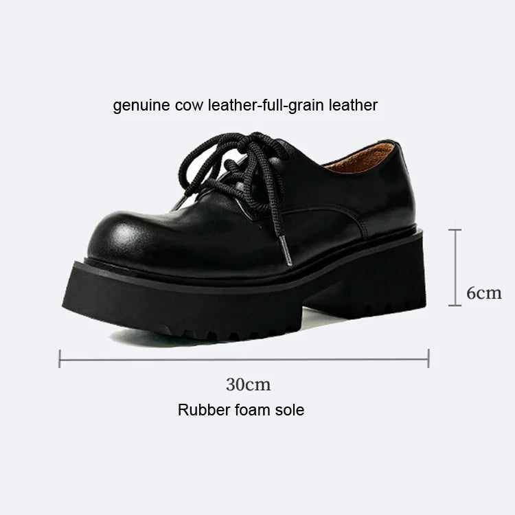 Men High Quality Genuine Leather Streetwear Fashion Casual Hip Hop Derby Shoes Cow Leather Rubber Foam Sole High Heels Shoes