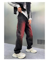 2024 spring autumn high street wide leg denim pants men render red loose straight jeans y2k fashion streetwear baggy trousers unique jeans style 4408