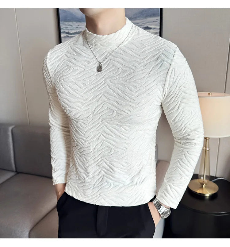 Cyberpunk Crying character – Semi Turtleneck Stretch Slim Fit T Shirt Men Long Sleeve Thi