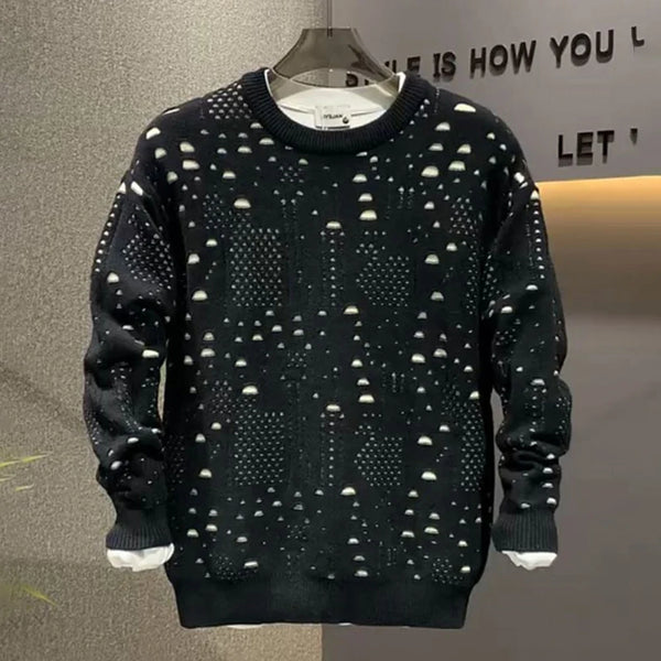 grunge knit pullover for fall and winter, oversized aesthetic with urban style, mens fashion layer for modern streetwear coll