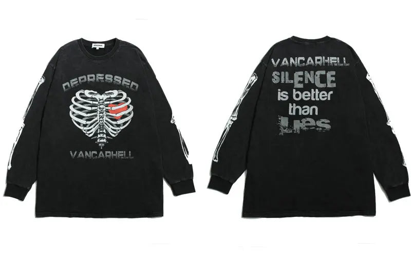 Skatercore Oversized shirt – Hip Hop Gothic Oversized T Shirts Streetwear Vintage Skull G