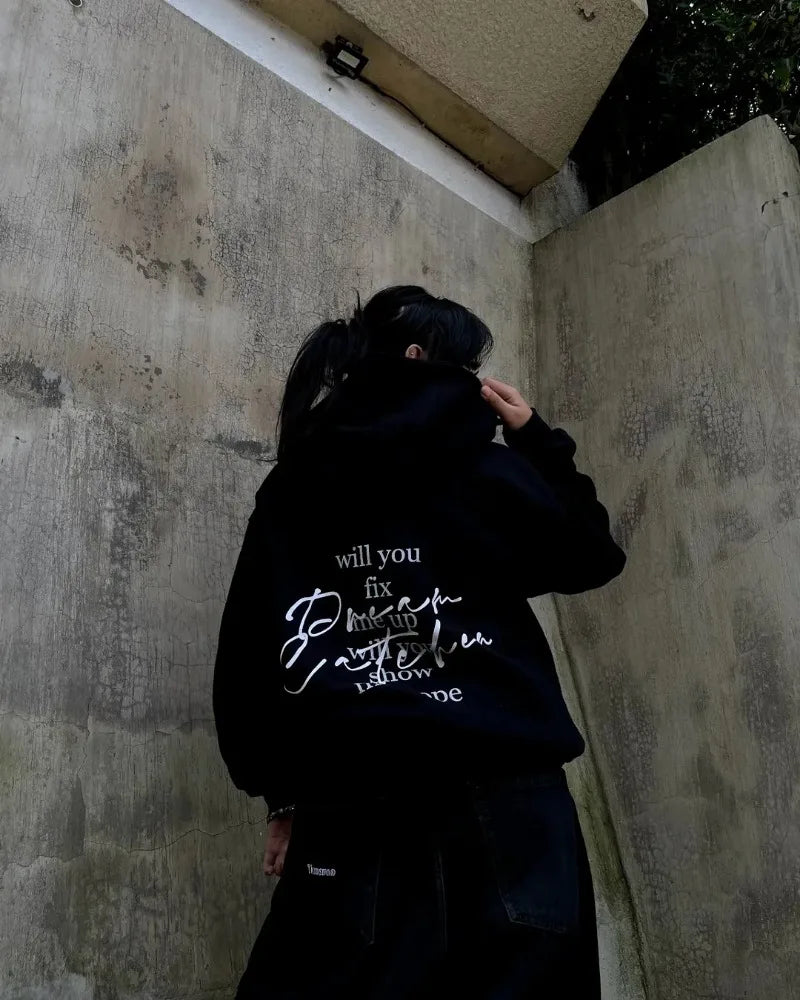 Street Cartoon Animation Printed Pullover Hoodie Men Y2K Harajuku Retr