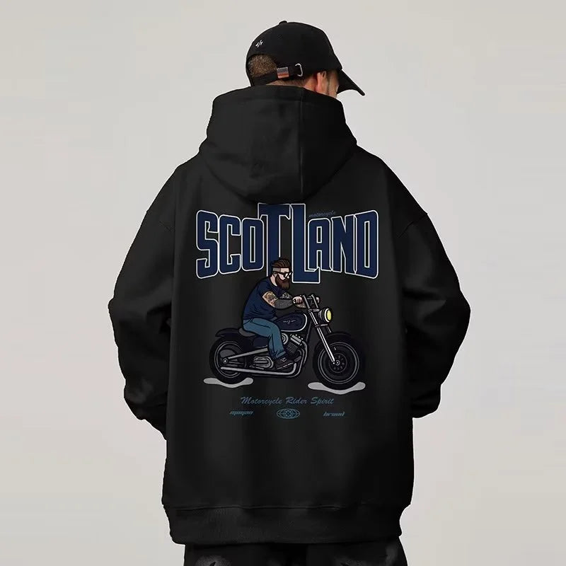 Autumn Motorcycle Mens Printed Hoodies Hip Hop Fashion Streetwear Bagg