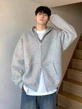 Half Zip Knit Streetwear Sweater – Winter Mens Fleece Zipper Hooded Sweatshirts 2025 New Classic Solid Color Oversized Hoodies Y2K Streetwear Outerwear Tracksuit | Zip Knit Drop #241