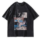 Harajuku Oversized Shirt – Distressed Oversize T Shirt Streetwear Japanese Anime Eyes P – Urban Streetwear for Men & Women
