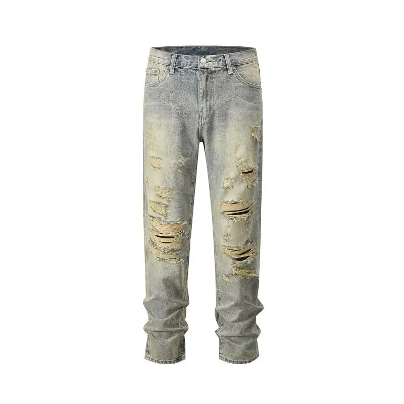 retro washed skinny jeans men pant destroyed ripped holes slim biker zipper jeans trousers fashion streetwear hip hop joggers unique joggers style 5220
