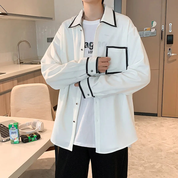 New Fashion Shirt Men's Long-sleeved 2023 Spring And Autumn Casual Loose Shirt Korean Style Comfortable Casual Top Boutique