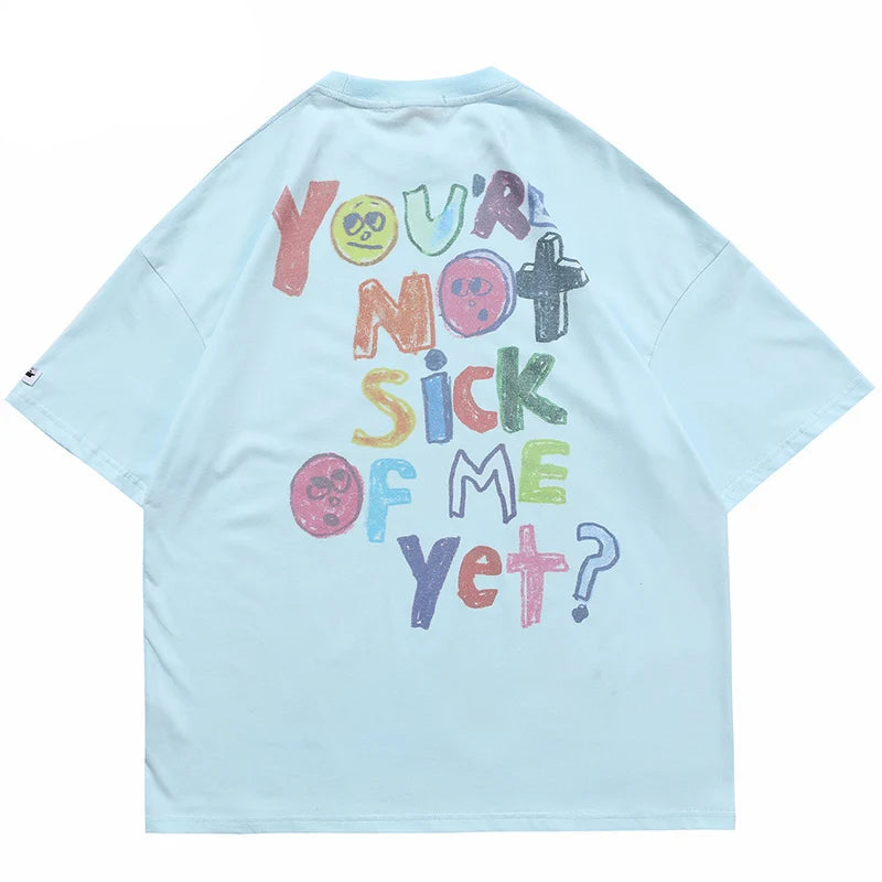 Grunge Vintage t-shirt – Men Oversize T Shirt Hip Hop Streetwear Painting Letter Hear