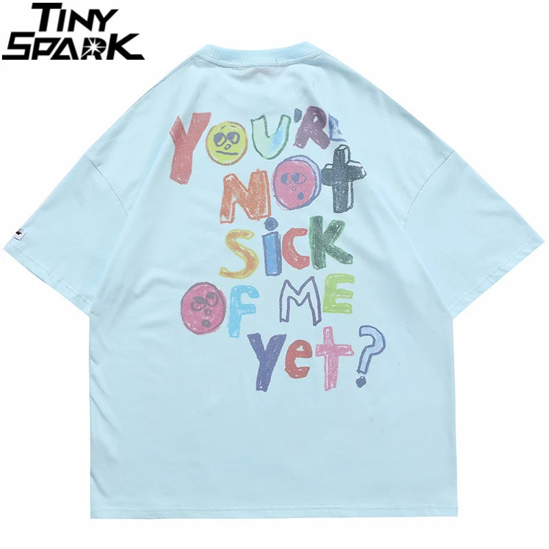 Grunge Vintage t-shirt – Men Oversize T Shirt Hip Hop Streetwear Painting Letter Hear