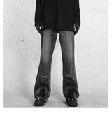 2023 dark streetwear totem embroidery vintage baggy men jeans pants feet zipper straight hip hop punk denim trousers ropa hombre unique jeans style 1766