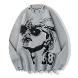 hip hop knitted oversized sweater men autumn winter o neck long sleeve pullover streetwear casual loose sweaters jumper knitwear - gothic aesthetic hoodie for winter, unisex casual winter pullover, 2025 streetwear drop