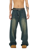 retro washed denim baggy jeans pants unisex hip hop fashion streetwear harajuku loose wide leg straight y2k pants joggers men urban active pants