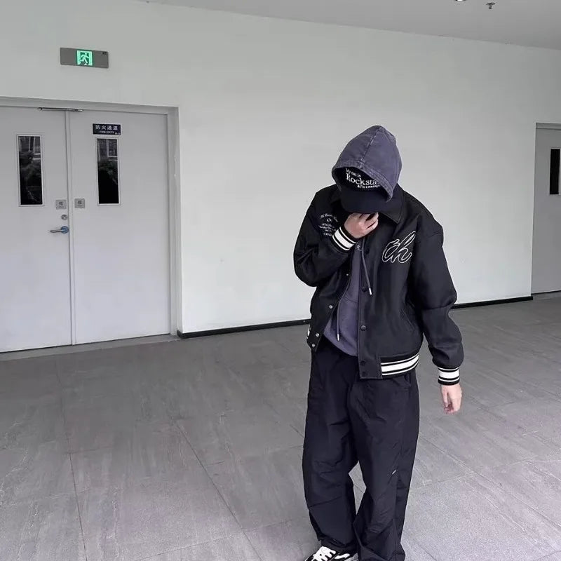 grunge street bomber, modern fit for men, oversized fit