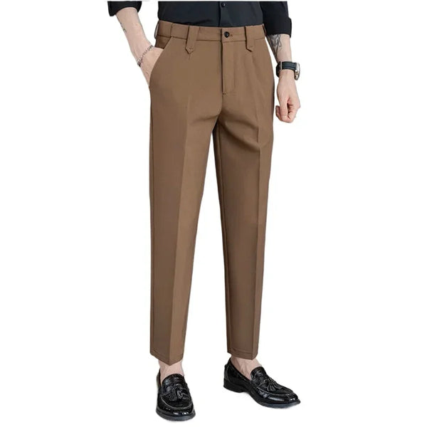 men commute elastic waist slim fit business casual suit pants plus size korean fashion vintage dress pants trousers 40 urban fashion pants