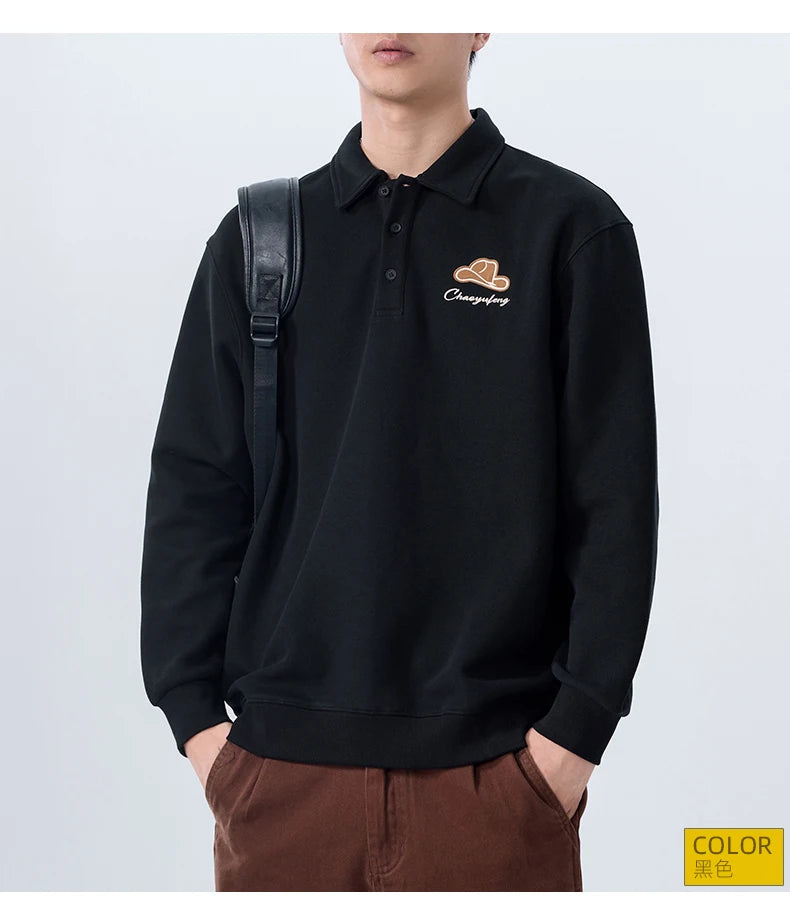 Men Embroidery Fashion Loose Casual Pullover Sweatshirt Spring Autumn