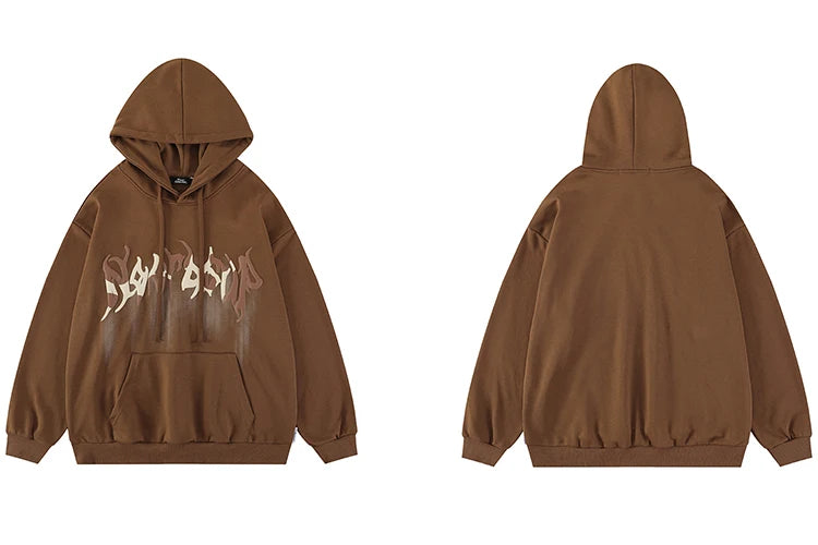 2023 Hip Hop Streetwear Hoodie Sweatshirt Letters Bubble Printing Hood