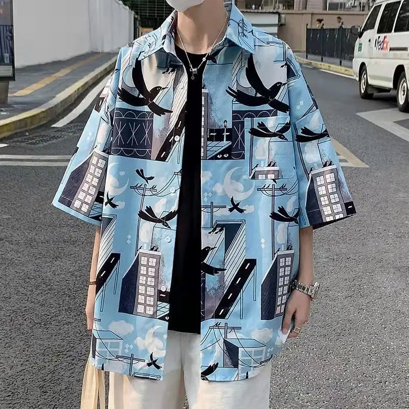 2023 Summer New Light Luxury Fashion Shirt Men Loose Casual Short-sleeved Shirt All-match Boutique Clothing Simple Style