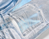 european and american retro blue reflective wax printing jeans pants slim splashing ink cleanfit couple straight leg jeans male unique jeans style 1119