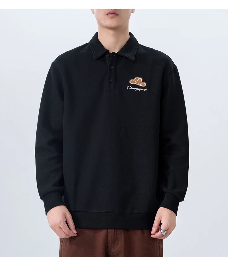 Men Embroidery Fashion Loose Casual Pullover Sweatshirt Spring Autumn