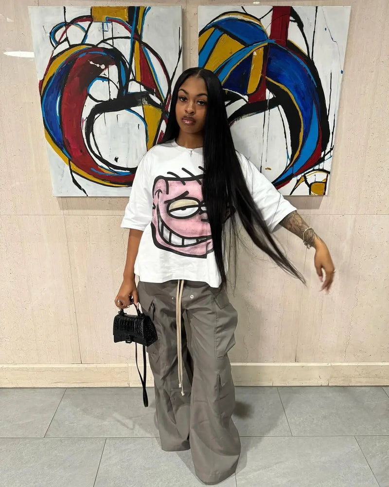 Y2k Graphic tee – American Retro Fashion Gothic Cartoon Letter Pattern Oversiz