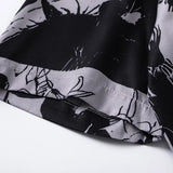 Men Hawaiian Shirt Retro Floral Print Short Sleeve Blouse Hong Kong Style Summer Beach Vacation Tops Casual Loose Shirt Black