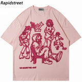 Skatercore Aesthetic print tee – 2023 Harajuku Cartoon Girl Cat Japanese Kanji Graphic T Shir
