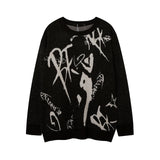 rainbowtouches men sweaters high street crew neck trendy pullover vintage loose knitted sweater spring and autumn mens clothing Y2K vintage urban hoodie, trendy hip hop style outerwear, oversized graphic print design