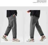 japanese casual pants mens spring autumn loose fashion solid color simple elastic waist sports pants man harem trousers unique default style 2272