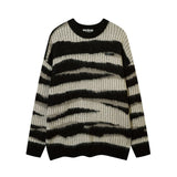korean hip hop set men striped vintage knit sweater drawstring big pocket cargo pants 2 pcs set spring college casual suit 2024 unique cargo style 4877