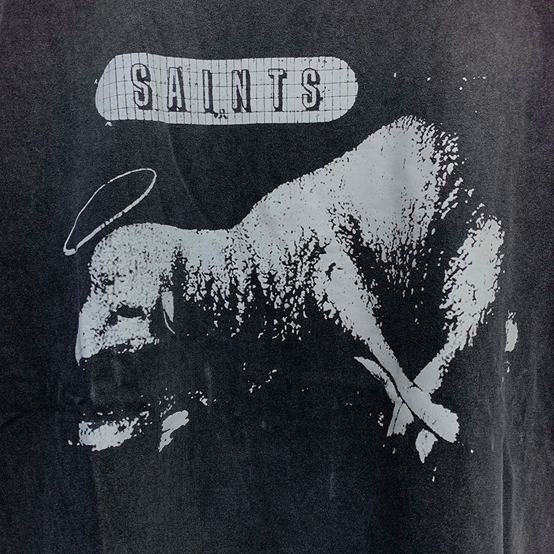 Sadcore T-Shirt – 2024Ss Sheep Lion Head Printing T Shirt Michael Men Woman Go – Urban Streetwear for Men & Women