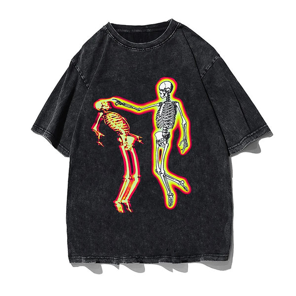 Vaporwave Oversized shirt – Skull Letter Print Gothic Tshirt Punk Streetwear T Shirts Lo