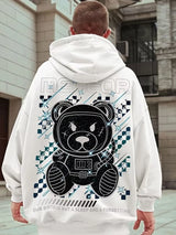 Meteor Bear Graphic Hoodies Oversized Men's Streetwear Hooded Sweatshirt