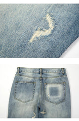 original tie dyed ripped flared denim jean for men streetwear washed hole casual stacked jeans pants mens slim fit jeans 2023 unique jeans style 3756