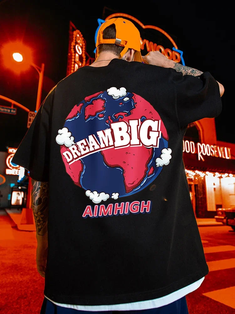 Skatercore Barcode glitch – Summer Funny Earth Printed T Shirt Men Creativity Oversized