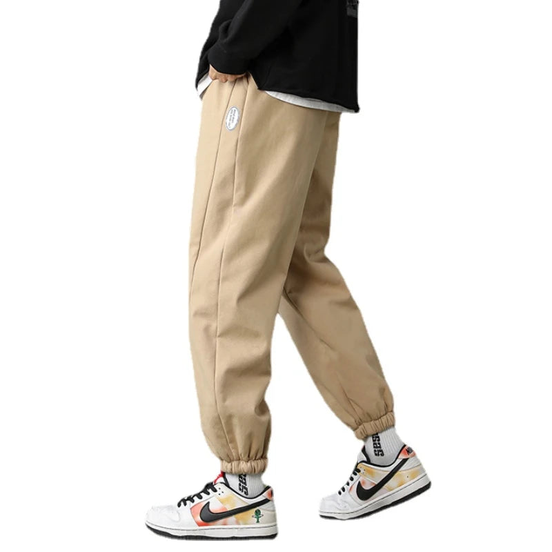 mens high street loose fit elastic waist pants winter warm fleece pants hip hop solid drawstring sportwear sweatpants joggers relaxed fit joggers