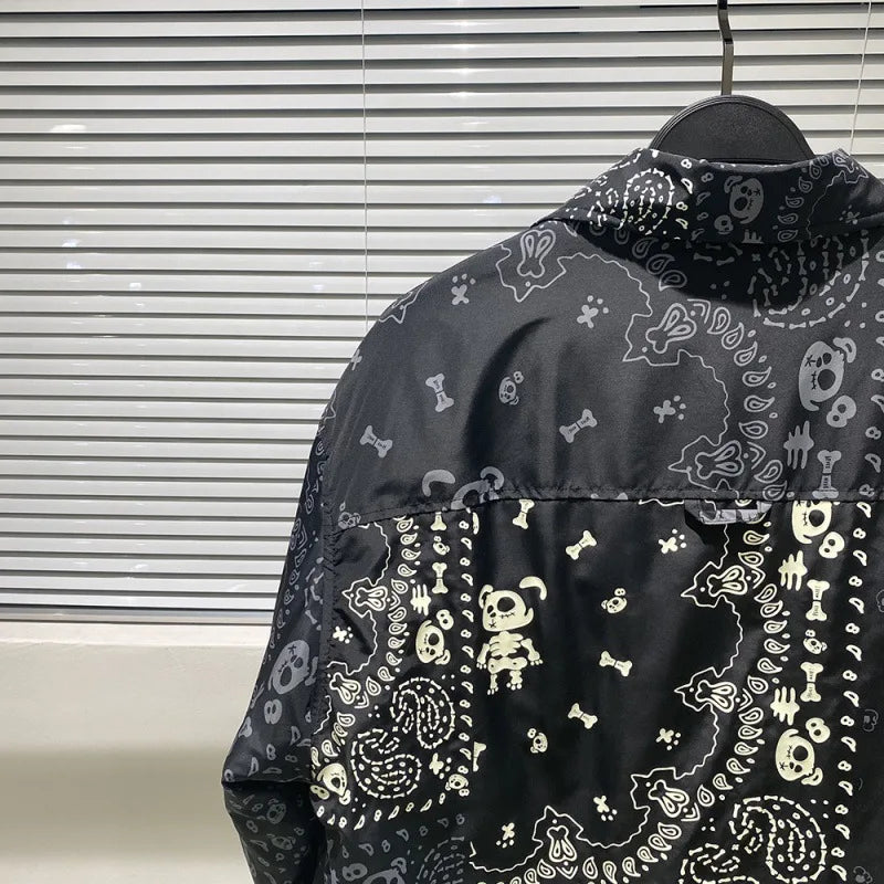 2023 Early Winter Shirt Lightweight Down Jacket Coat Trendy Fashion Luminous Cashew Flower Printed Men's Shirt