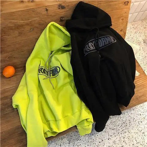Trendy American Ins Green Hooded Sweatshirt for Men in Autumn 2024 New Trendy Brand Loose Y2K