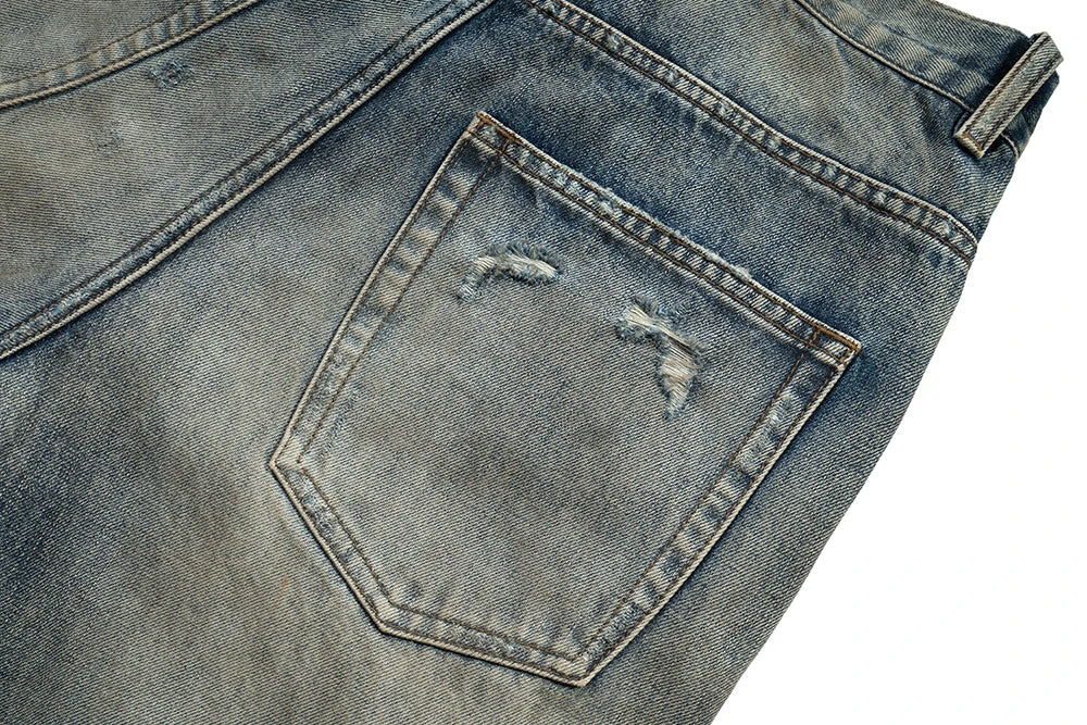 Harajuku Streetwear Washed Dirty Baggy Blue Jeans for Men and Women Straight Vintage Casual Denim Trousers Ropa Hombre Cargos
