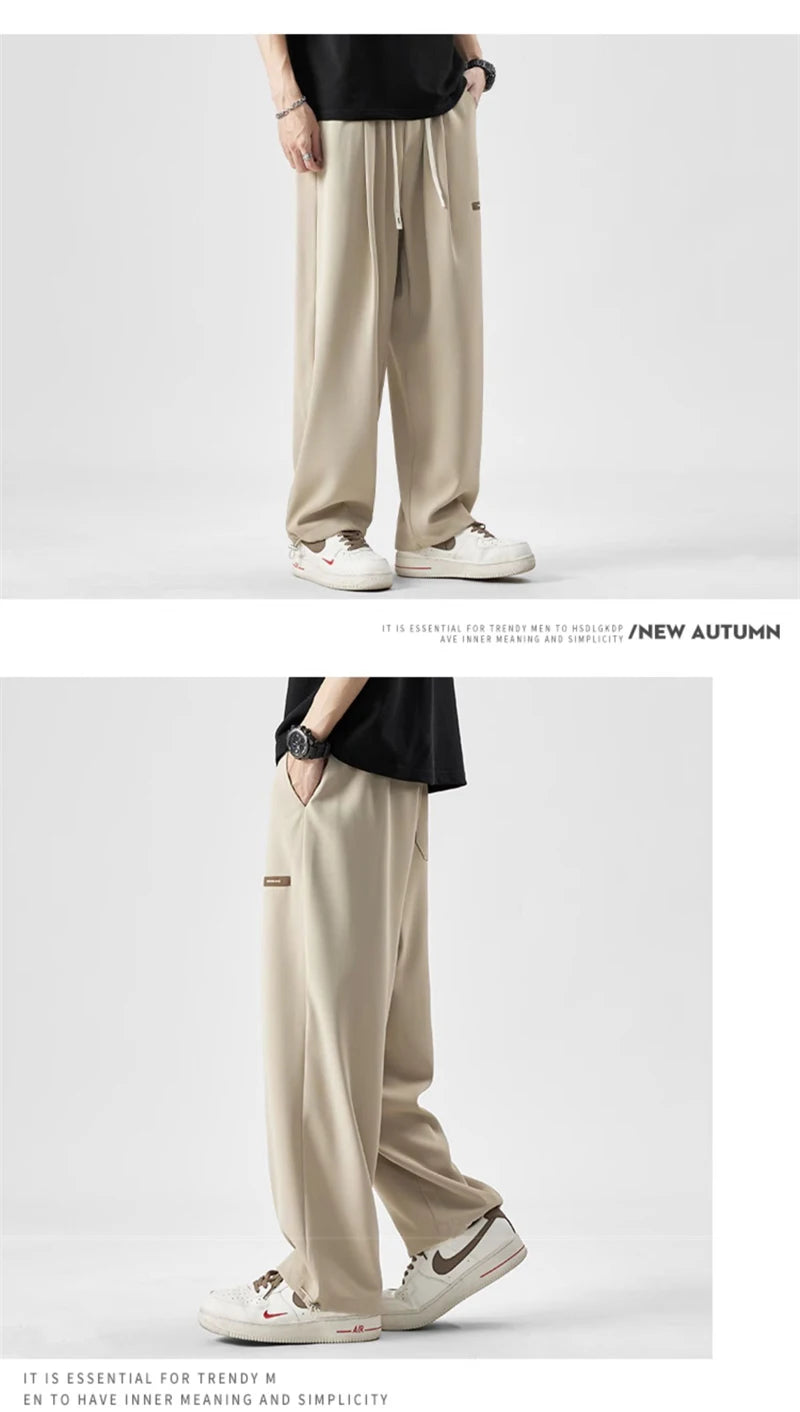 2024 new y2k straight gym pants mens korean fashion sportswear drawstring wide leg sweatpants casual baggy vintage trousers unique joggers style 3350