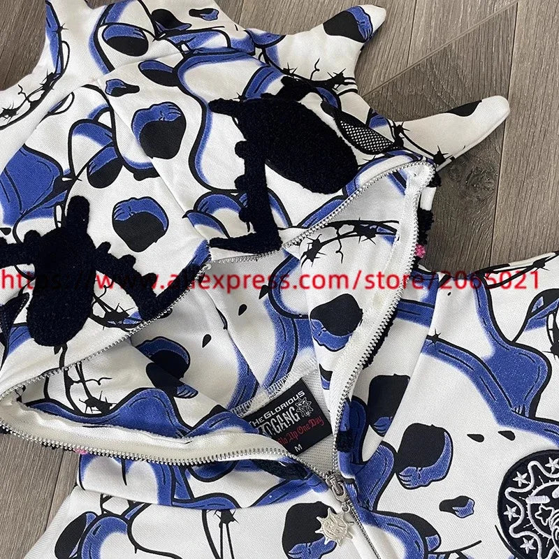 Towel Embroidered Cartoon Camouflage Glo Gang The Glory Full Zip Hoodi