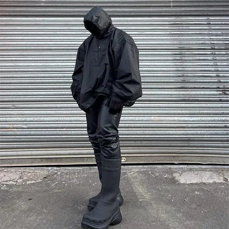 vaporwave barcode glitch featuring autumn kanye high street coated fabric waterproof extra loose mens and womens large charge shirts