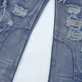 2024 ripped jeans high street straight trousers destroyed hole baggy denim pants vintage retro hip hop unique jeans style 396