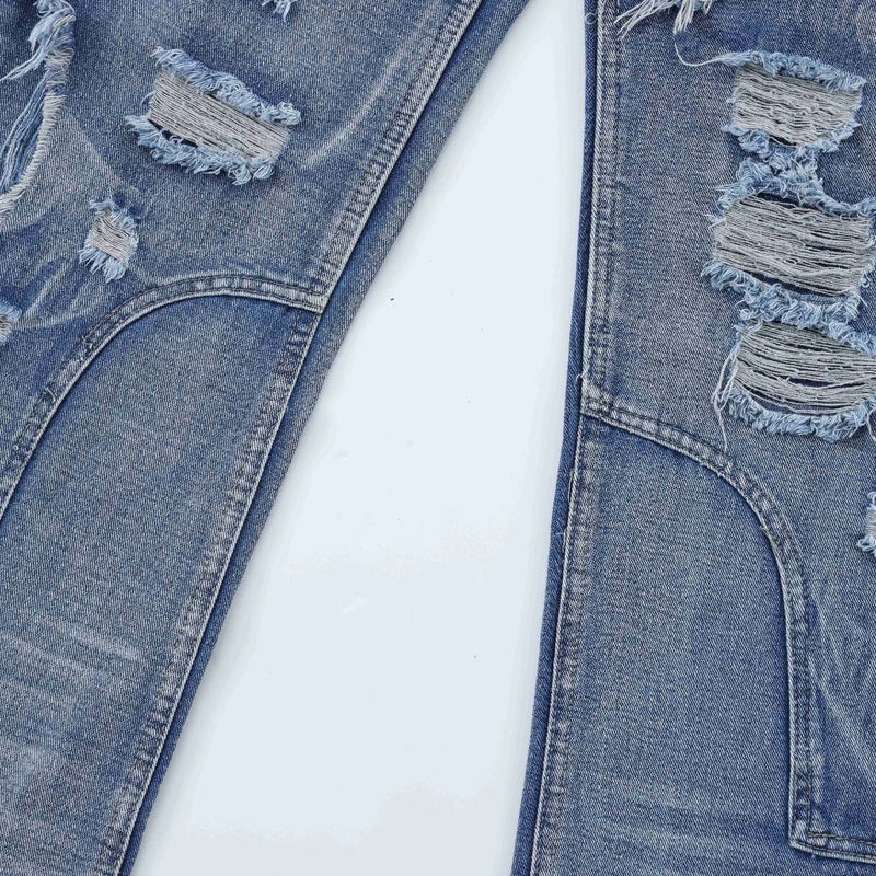 2024 ripped jeans high street straight trousers destroyed hole baggy denim pants vintage retro hip hop unique jeans style 396
