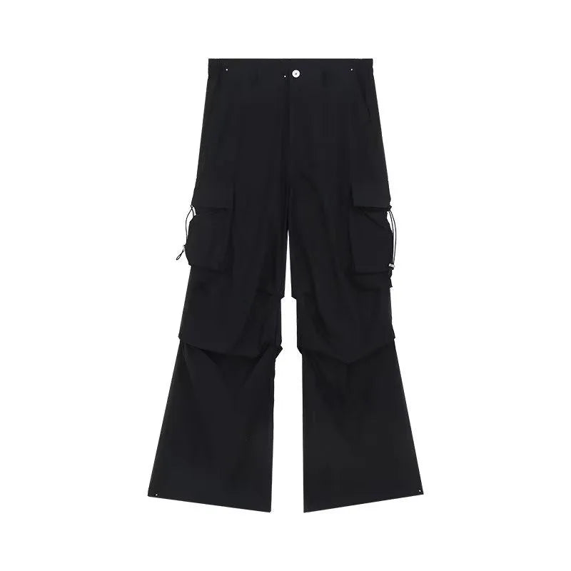 summer casual sleeveless set men hip hop loose hooded vest pockets straight leg cargo pants 2 piece outdoors sports camp suit unique cargo style 4424