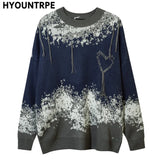 hip hop knitted pullover, bold design pullover, cozy fashion fit, stylish street outfit, modern aesthetic appeal