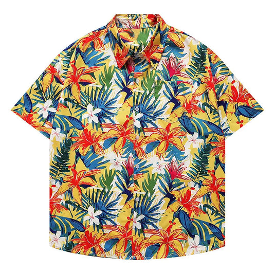 Flower Clothing Retro Hawaiian Vacation Shirts Daily Versatile Loose Tops Fashion Half Sleeve Shirt